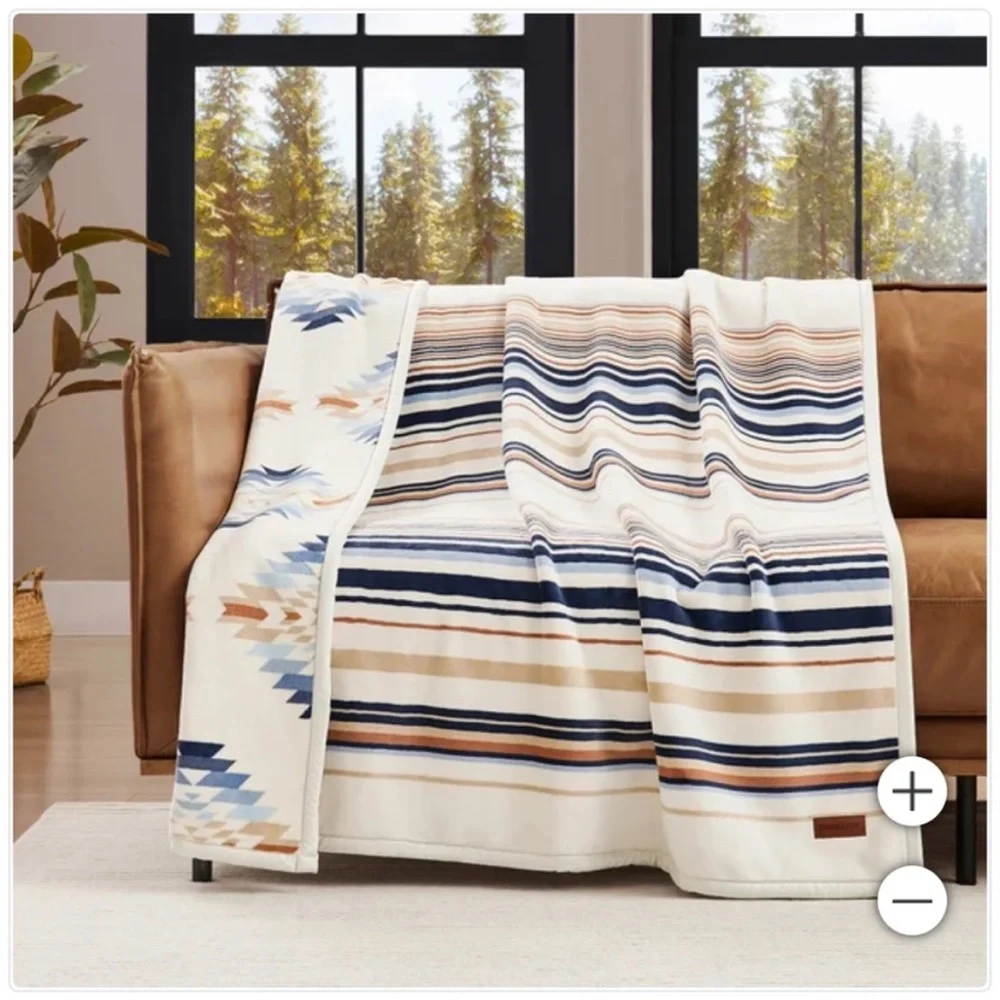 NWT Pendleton Reversible Plush Throw SAVANNA STRIPE - 50” x 70” - Picture 3 of 7